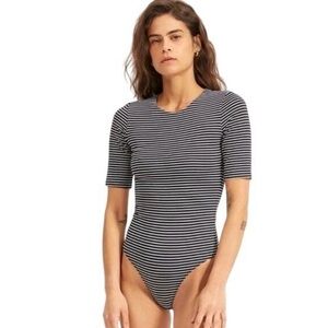 Everlane Black and White Striped Bodysuit